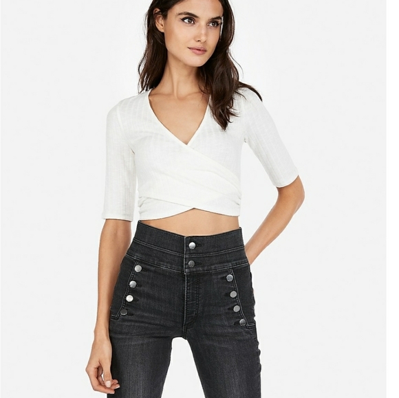 Super High Waisted Denim Perfect Black Button Front Leggings
